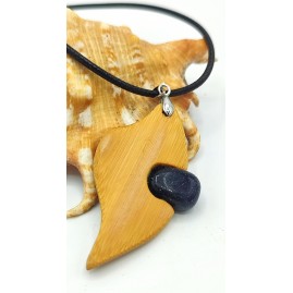 Pendentif Bambou et Goldstone Blue