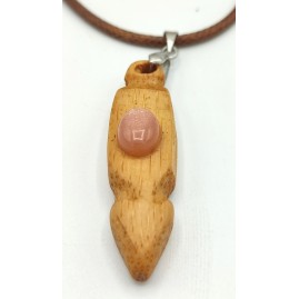 Pendentif upcyclé en Bambou et pierre de Soleil