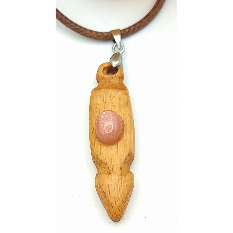 Pendentif upcyclé en Bambou et pierre de Soleil