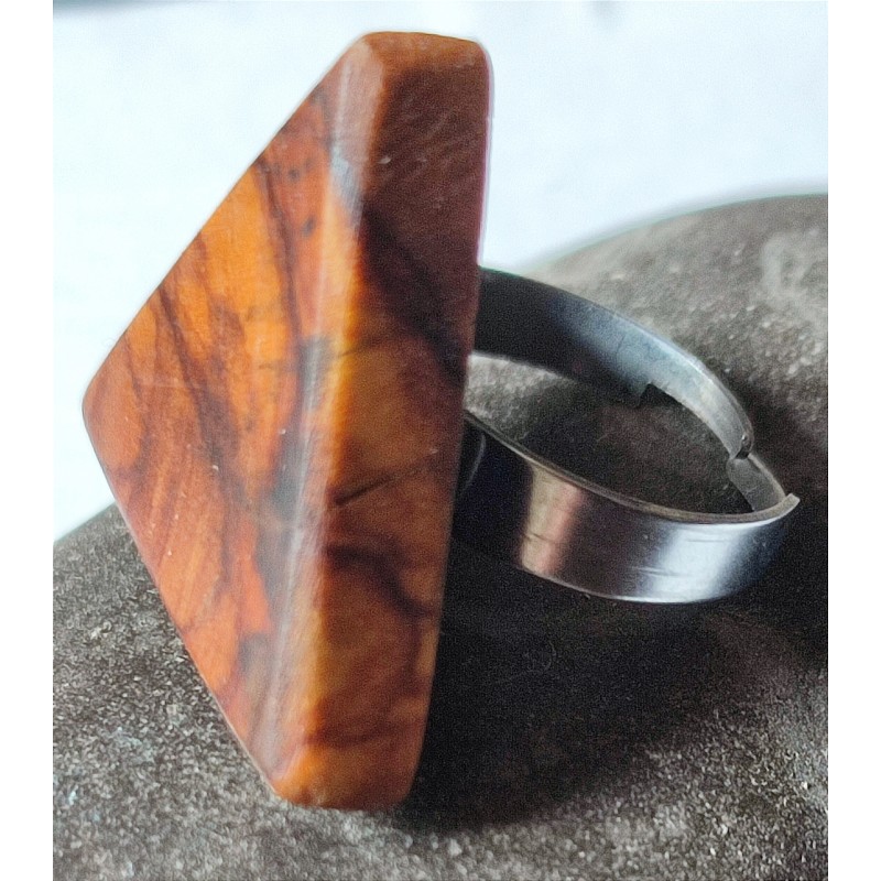 Bague réglable en Olivier upcyclé